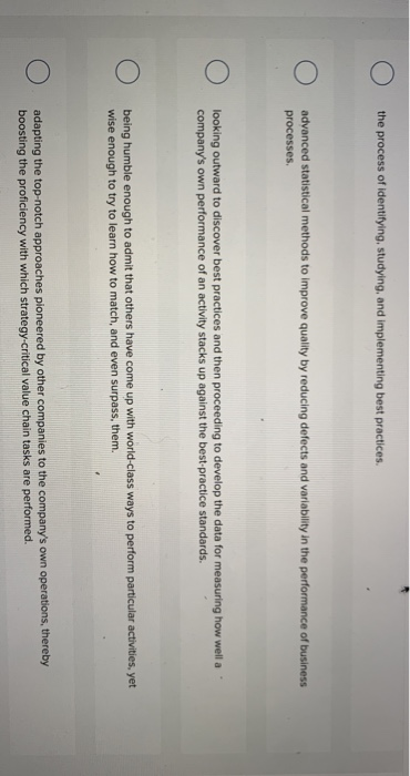 Benchmarking does not involve Multiple Choice o