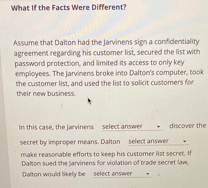 bus law case problem analysis: trade secrets this