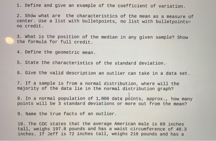 1. Define and give an example of the coefficient