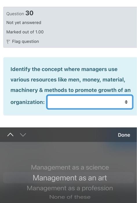 Question 30 Not yet answered Marked out of 1.00 P