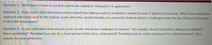 Question 1: What does it mean to say that a