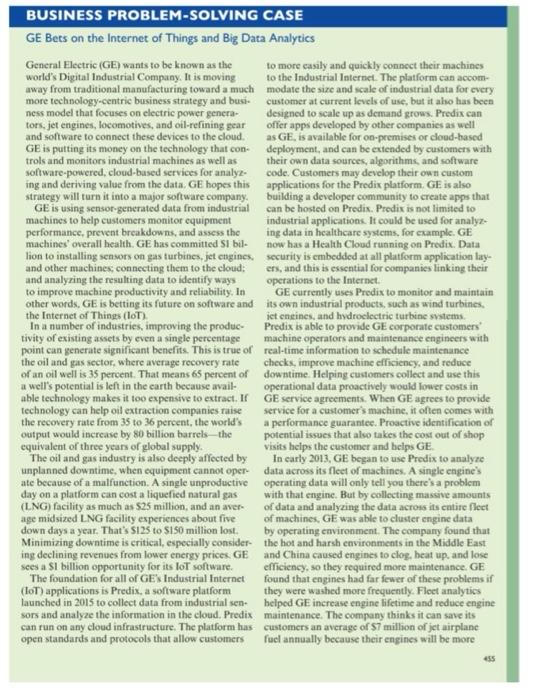 BUSINESS PROBLEM-SOLVING CASE GE Bets on the