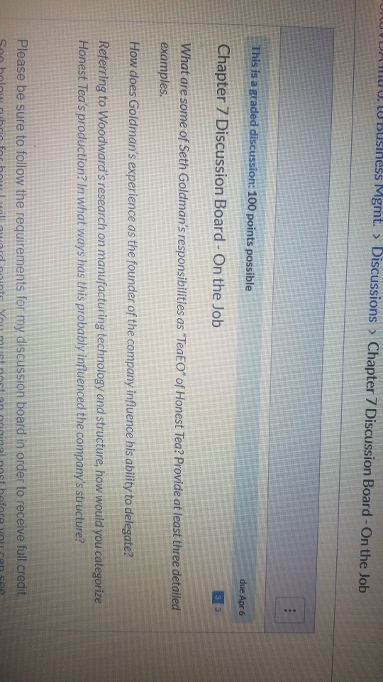 UUDL U. LU Business Mgmt. > Discussions > Chapter