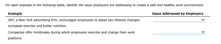 Options for Q 1&2: HR class, For each example in