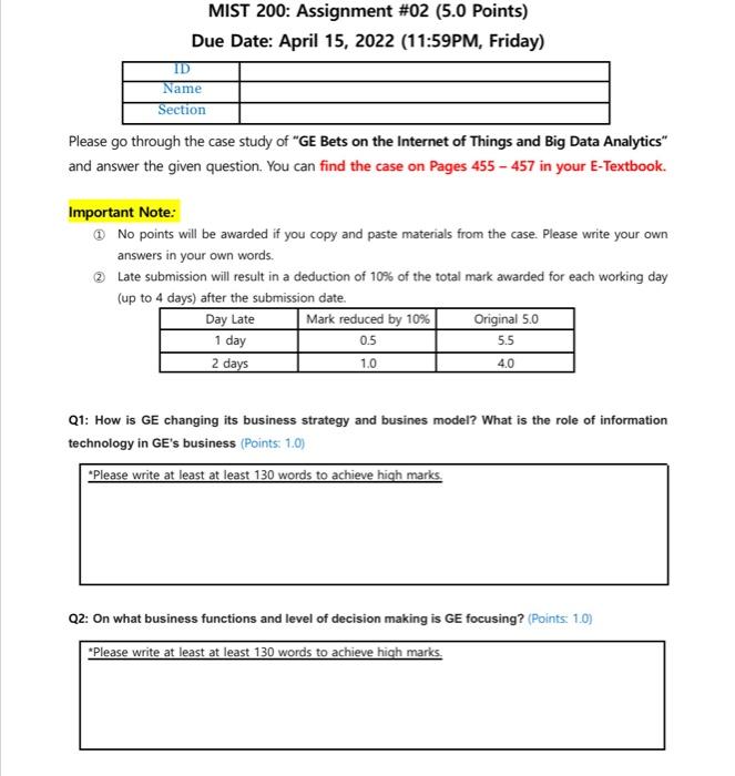 BUSINESS PROBLEM-SOLVING CASE GE Bets on the