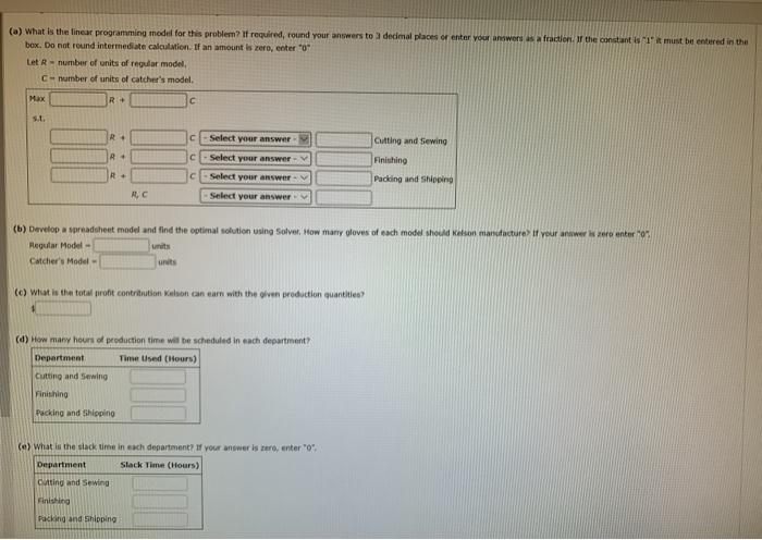 (a) What is the linear programming model for this