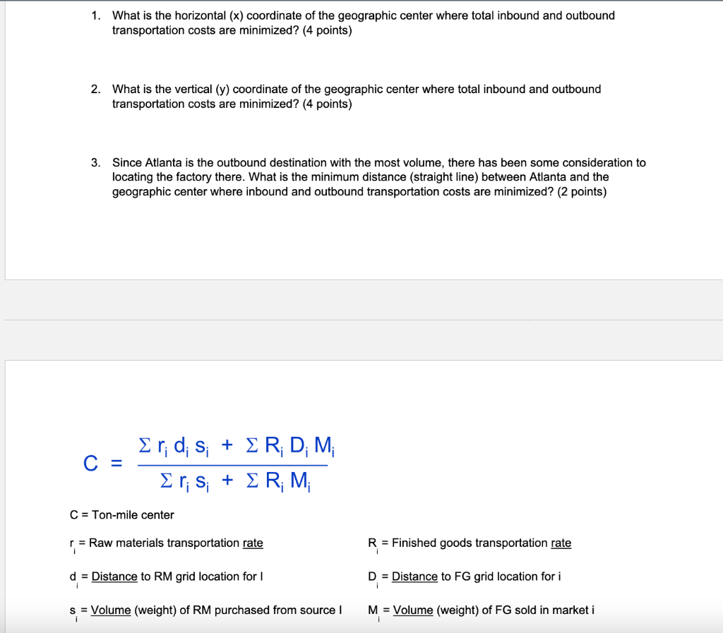 Use the formula and show your work for each