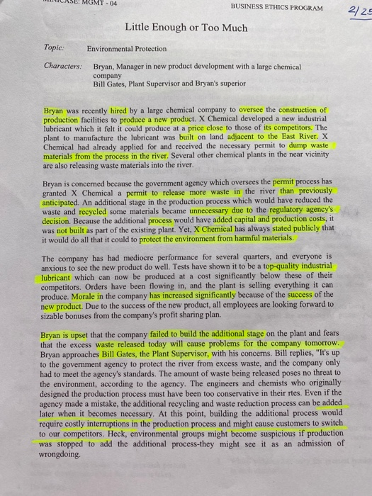 answer this case based in the case Little enough