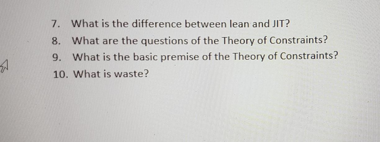 7. What is the difference between lean and JIT?