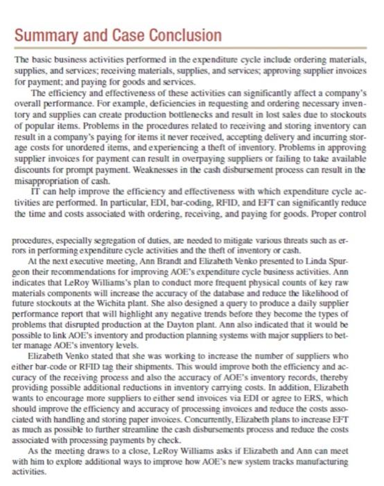 Case Expenditure cycle INTEGRATIVE CASE Alpha