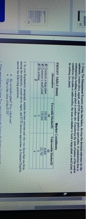 Please use mangment scientist PLEASE 1. Using The