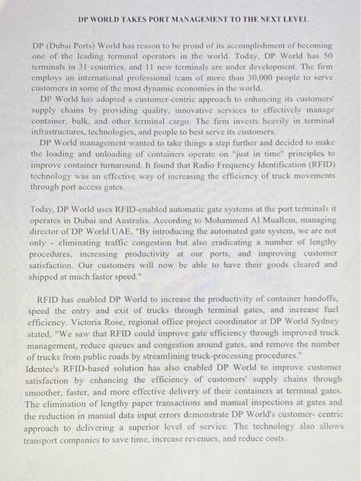 DP WORLD TAKES PORT MANAGEMENT TO THE NEXT LEVEL