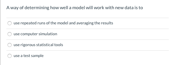 A way of determining how well a model will work