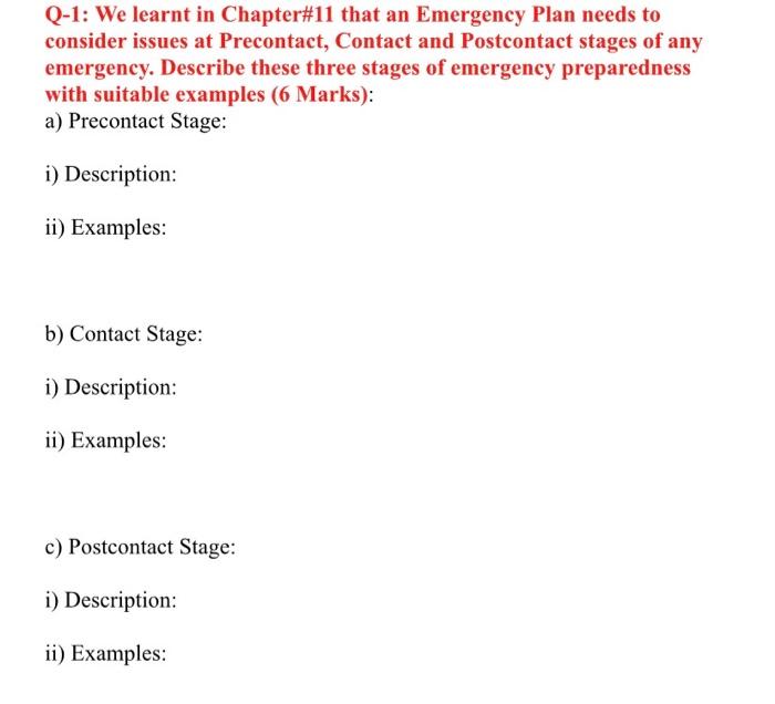 Q-1: We learnt in Chapter#11 that an Emergency