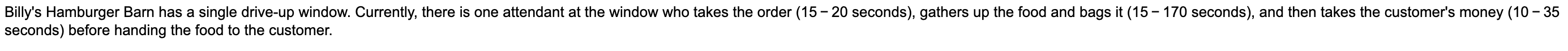 Billy's Hamburger Barn has a single drive-up