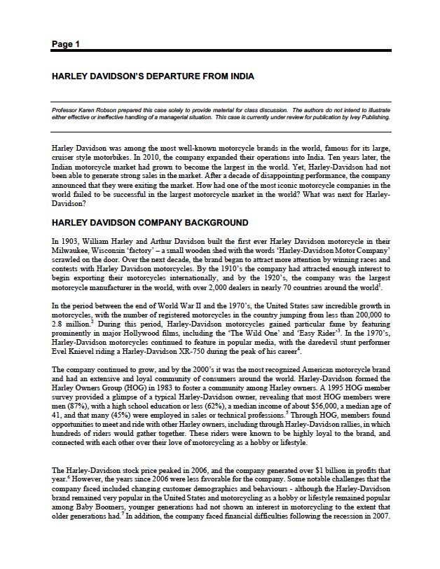 Professor Karen Robson prepared this case solely