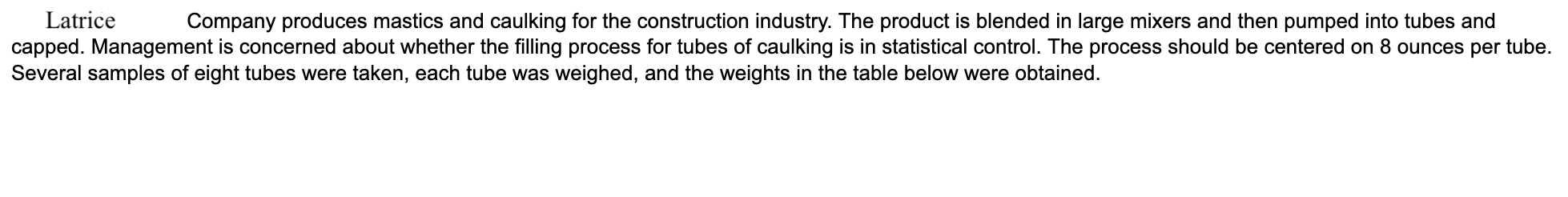 Company produces mastics and caulking for the