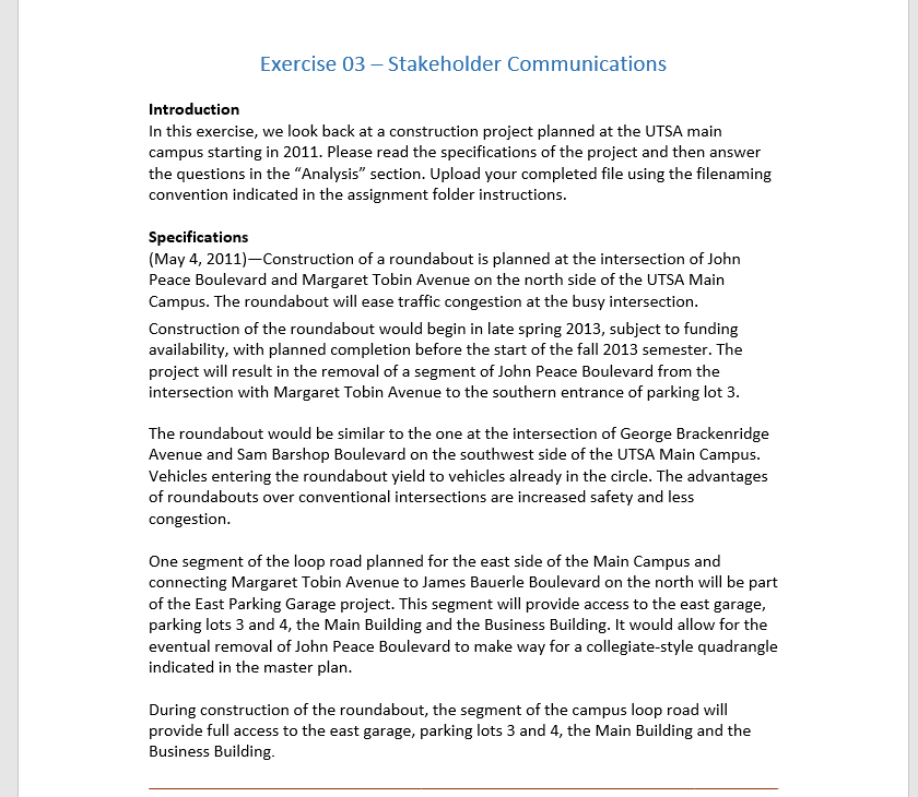 Exercise 03 - Stakeholder Communications