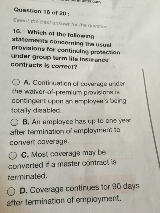 oster.com Question 16 of 20 : Select the best