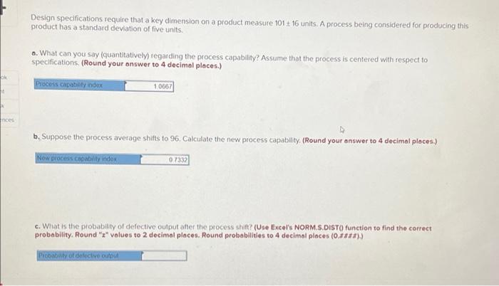 just part c Design specifications require that a