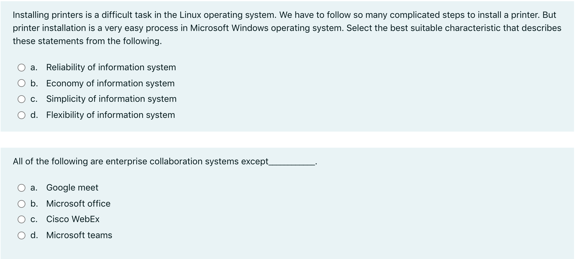 Choose the correct answer I have one hour only I