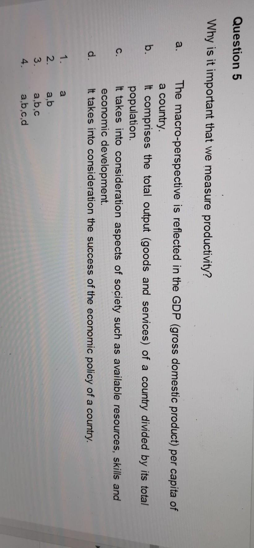 Question 2 Productivity SA (2010) outlines three