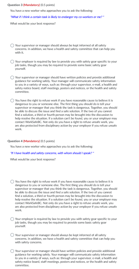 Question 3 (Mandatory) (0.5 points) You have a