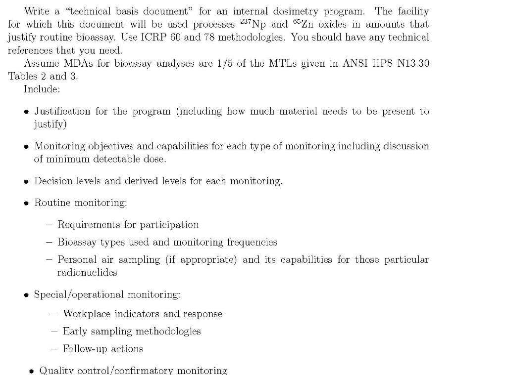 Please help with Dosimetry Problem: Write a
