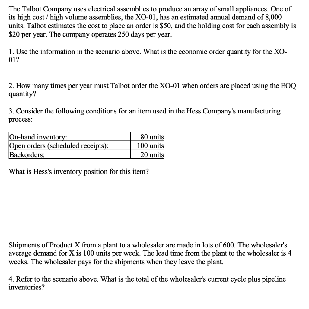 The Talbot Company uses electrical assemblies to