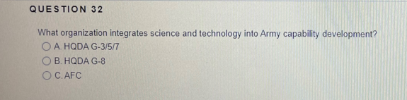 QUESTION 32 What organization integrates science