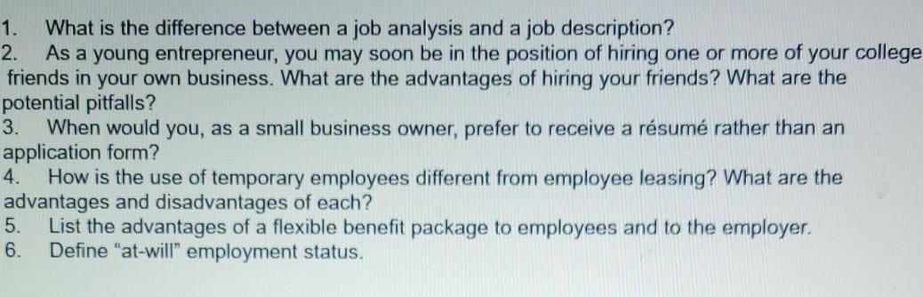 1. What is the difference between a job analysis
