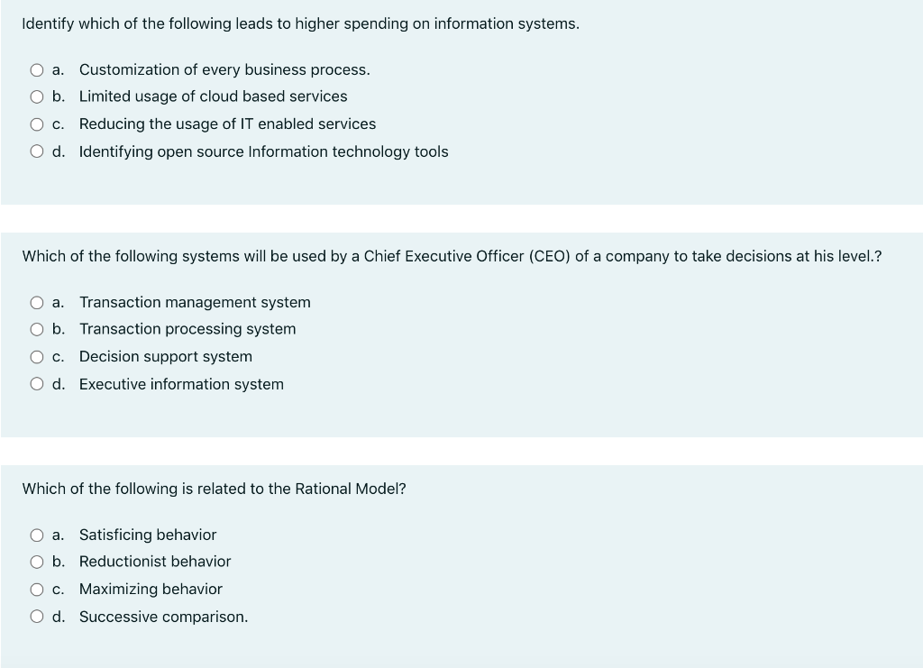 Choose the correct answer I have one hour only I