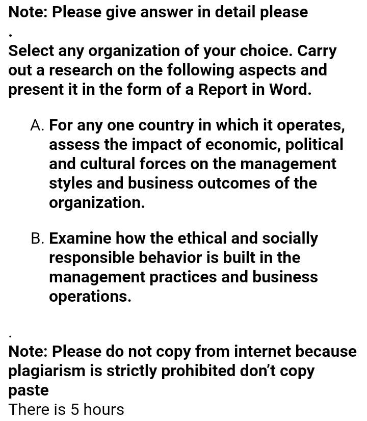 Note: Please give answer in detail please Select