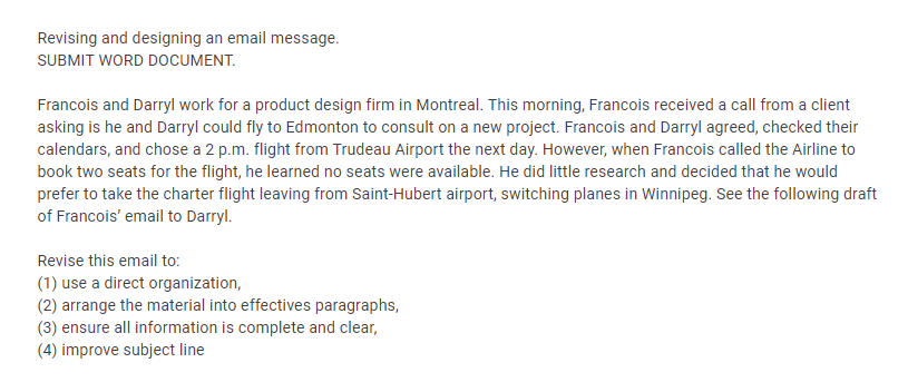 Revising and designing an email message. SUBMIT