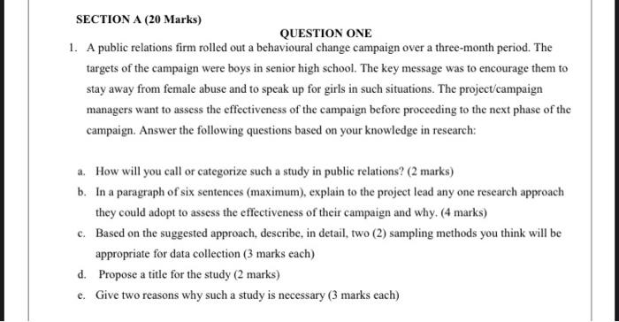 SECTION A (20 Marks) QUESTION ONE 1. A public