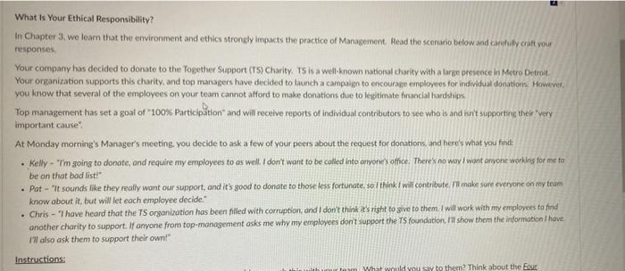 What Is Your Ethical Responsibility? In Chapter 3