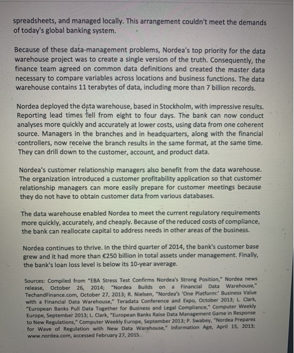 Case 2: Data Warehouse Gives Nordea Bank a Single