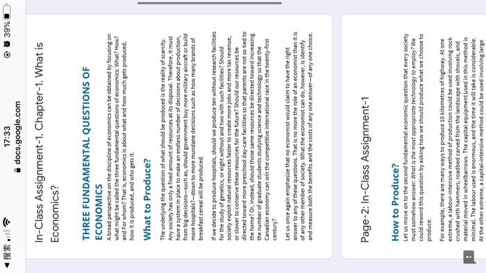 1 : 17:33 @ 39% docs.google.com In-Class