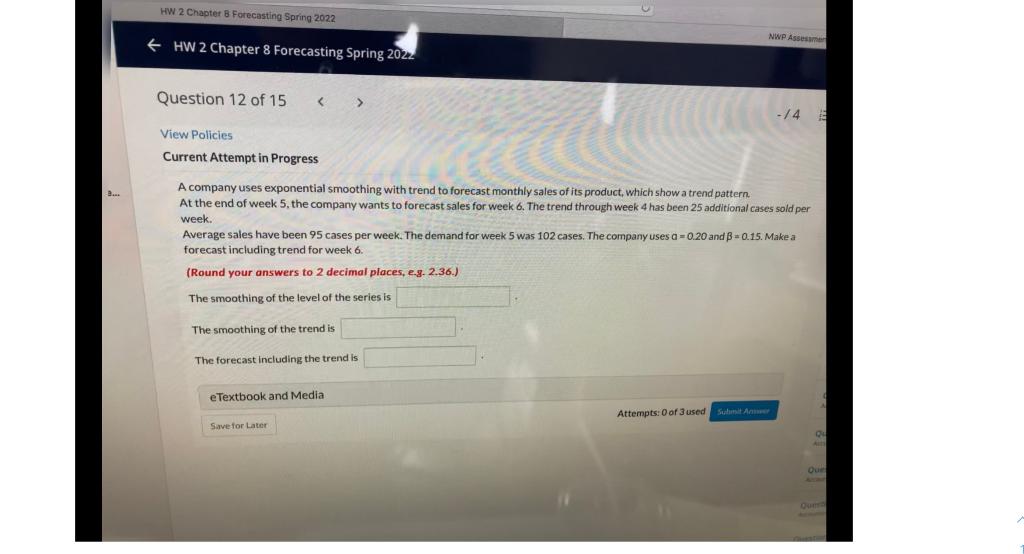 HW 2 Chapter 8 Forecasting Spring 2022 NWP Assen