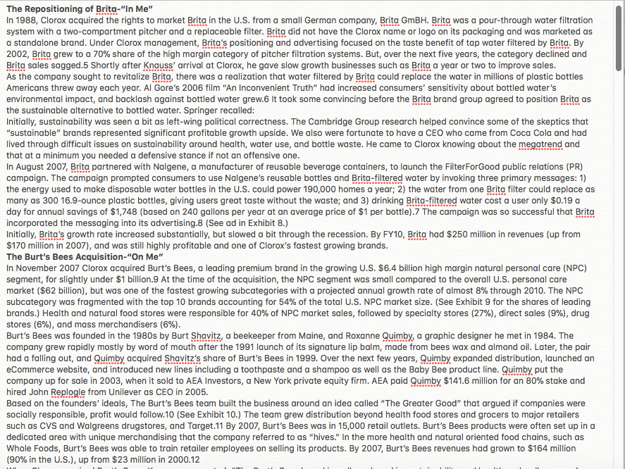 For each of the three brands, ( Brita, Burt's