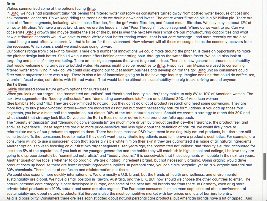 For each of the three brands, ( Brita, Burt's