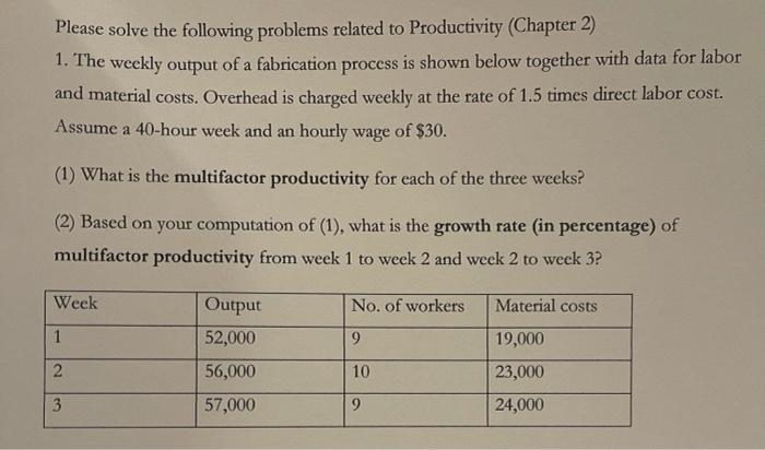 please show work Please solve the following