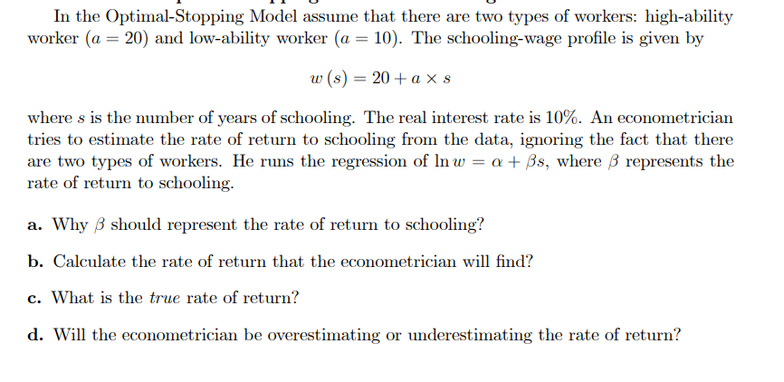 In the Optimal-Stopping Model assume that there