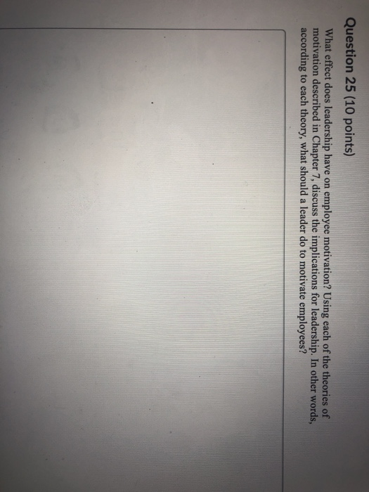 Question 25 (10 points) What effect does