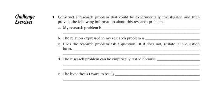 Challenge Exercises 1. Construct a research