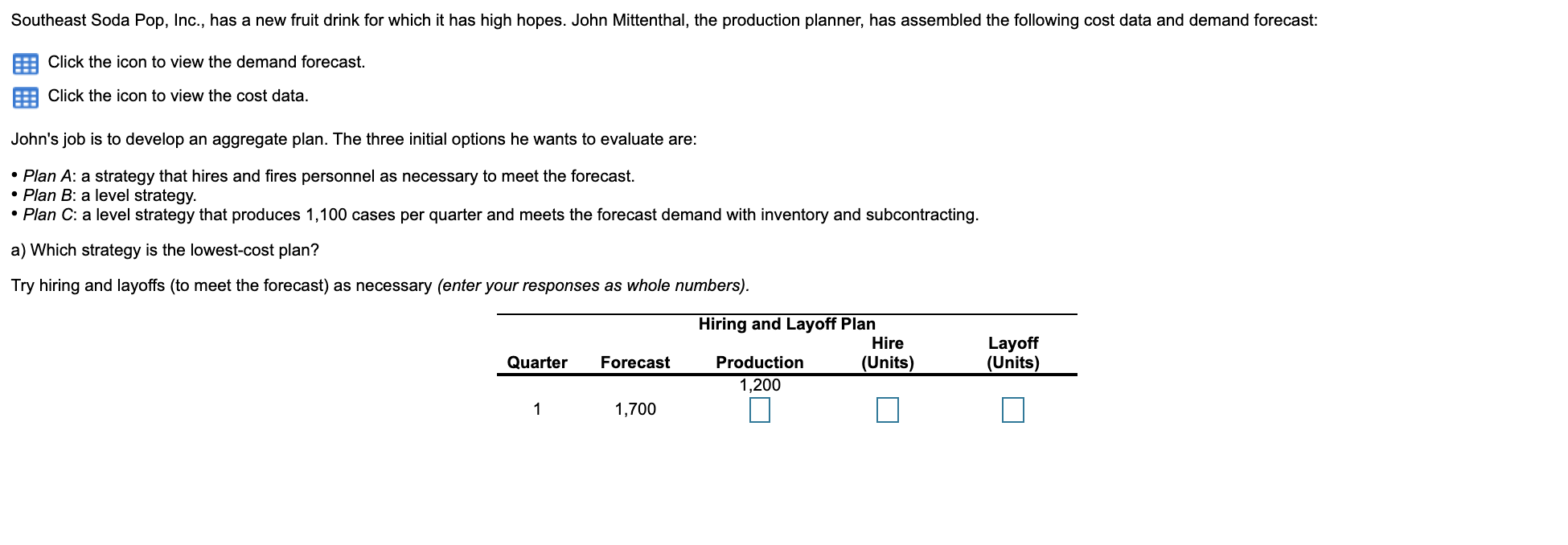 The Data with a red triangle and a blue square