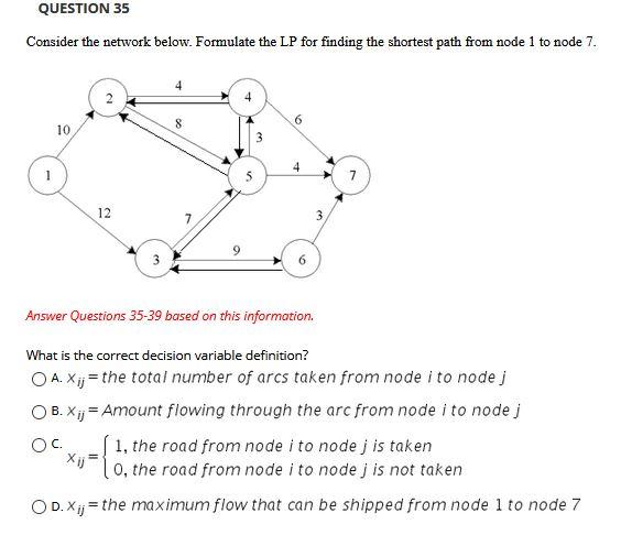 QUESTION 35 Consider the network below. Formulate