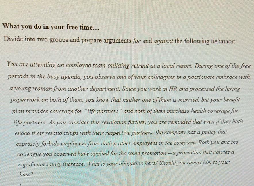 What you do in your free time... Divide into two