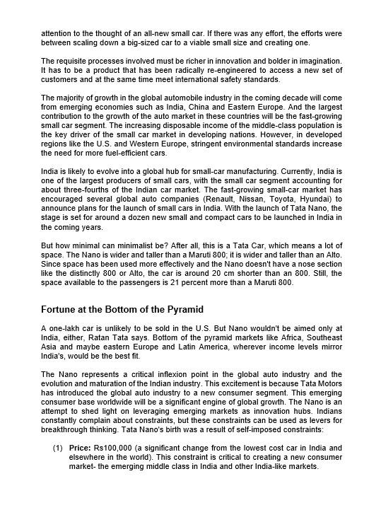 Tata Nano: Is Small Always Beautiful? Abstract