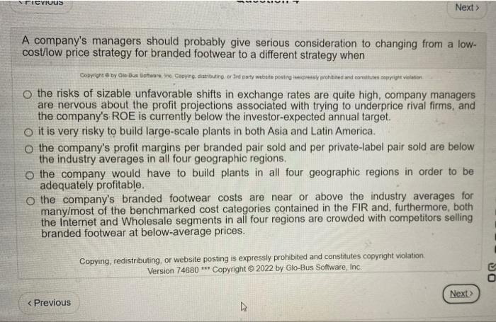 PIEVIOUS Next > A company's managers should